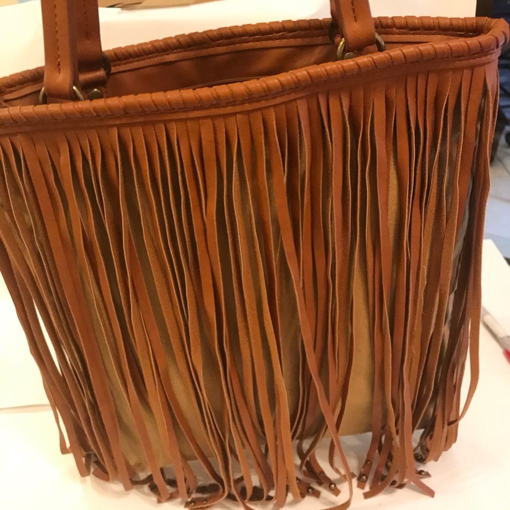 Charming Charlie Leather Over Canvas Handbag